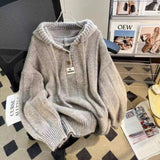 Vvsha Christmas Gift outfit  sweater Japanese Style Hooded Thickened Sweater Women's Autumn and Winter Loose Soft Glutinous Lazy Style Drawstring Sweater Top