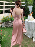 Vvsha  party look inspos Elegant Solid Satin Womens Dresses Sexy Spaghetti Strap Wedding Bithday Party Dress Female One Piece High Waist Casual Vestidos