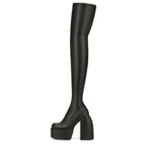 Vvsha Christmas Gift Outfit Plus Size 48 Brand New Ladies Platform Thigh High Boots Fashion Thick High Heels Over The Knee Boots Women Party Shoes Woman