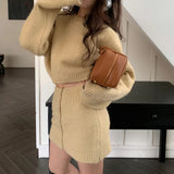 Vvsha Christmas Gift Outfit midi skirt outfit fall 2024chinc Winter Short Thickened Sweater Breasted Hip Knitted Short Skirt TwoPiece Suit for Women