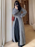 Vvsha Christmas Gift Outfit datenight fall outfits Fall/Winter 2024 French Style Long Waist Slimming Knitted Cardigan HighGrade Temperament Sweater Coat for Women