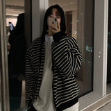 Vvsha No. 11238 KNITTED ZIP-UP STRIPED HOODIE