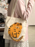 Vvsha- Cartoon Tiger Graphic Shopper Bag  - Women Tote Bags