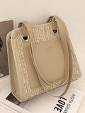 Vvsha Letter Graphic Eyelet Detail Straw Bag   Women Tote Bags