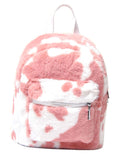 Bag For Love  Cow Pattern Zip Front Fluffy Backpack   Women Backpacks