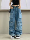 Vvsha Christmas Gift Outfit dti outfits Women's Fashion AllMatch Jeans Zipper Light Color Washed Overalls Trousers Simple New