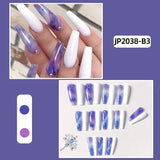 Vvsha Christmas Gift Outfit Fall nails Barbie nails Christmas nails back to school 24pcs Ballerina Fake Nails Pink Blue Sea Color Nail with Moon Decoration Nails Press on Extension Suit Matching