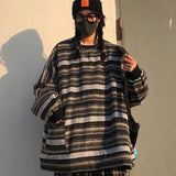 Vvsha Christmas Gift Outfit Harajuku Pullovers Women Oversize BF Unisex Couples Japanese Striped Knit Sweater Hip Hop Female New Winter Fashion Retro Daily