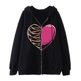 Vvsha Christmas Gift outfit  Oversized Hoodie Women Streetwear Gothic Style Zipper Cardigan Long Sleeve Winter Hoodie Fashion Harajuku Tops Women Sweatshirt