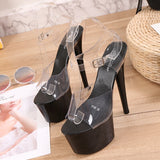 Vvsha Christmas Gift outfit  Walking Show Stripper Heels Clear Shoes Woman Platforms High Heels Sandals Women  Big Yard Fish Mouth Shoes 2023 New Crystal