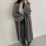 Vvsha Christmas Gift Outfit New Long Oversized Knitted Cardigans Women Lantern Sleeve Casual Knit Sweater Ladies Autumn Winter Korean Fashion Clothes Jumper