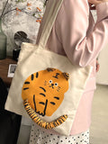 Vvsha- Cartoon Tiger Graphic Shopper Bag  - Women Tote Bags