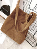 Vvsha- Side Pocket Corduroy Tote Bag  - Women Tote Bags