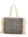 Vvsha- Fringe Trim Woven Tote Bag  - Women Tote Bags