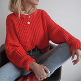 Vvsha Christmas Gift Outfit Women Solid Knitted Thickening Oversized Sweater Female Round Neck Long Sleeve Casual Loose Pullovers Top 2024 Autumn Winter