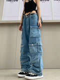 Vvsha Christmas Gift Outfit dti outfits Women's Fashion AllMatch Jeans Zipper Light Color Washed Overalls Trousers Simple New