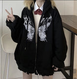 Vvsha Christmas Gift Outfit Y2k ZipUp Hoodie Women 2024 Graffiti Heart Letter Print Sweatshirt Hip Hop Streetwear Autumn Harajuku Oversized Kawaii Hoodies