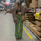 Vvsha Christmas Gift Outfit Vintage Straight Corduroy Pants Women Harajuku Green Punk Style Baggy Wide Leg High Waist Casual Pants Trousers Joggers Iamhotty