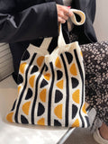 Vvsha- Geometric Pattern Large Capacity Crochet Bag  - Women Tote Bags