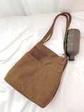 Vvsha- Side Pocket Corduroy Tote Bag  - Women Tote Bags