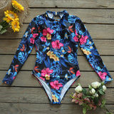 Vvsha Christmas Gift outfit  Long Sleeve Print Floral 2024 New One Piece Swimsuit Swimwear Women Bathing Suit Backless Swimsuit Vintage Surfing Swim Suit