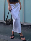 Vvsha Christmas Gift Outfit White Casual Loose Pencils Skirt Straight Ladies High Waist Elegant Side Split Fashion Pocket For Women Midi Skirts 2023