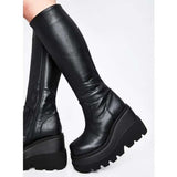 Vvsha Christmas Gift Outfit Luxury Brand New Female Goth Cosplay Boots Fashion Zip Wedges High Heels Boots Women 2024 Party Comfy Platform Shoes Woman