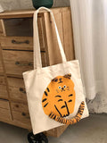 Vvsha- Cartoon Tiger Graphic Shopper Bag  - Women Tote Bags