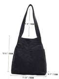 Vvsha- Side Pocket Corduroy Tote Bag  - Women Tote Bags