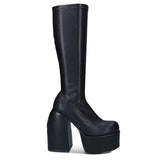 Vvsha Christmas Gift Outfit Punk Style Autumn Winter Boots Elastic Microfiber Shoes Woman Ankle Boots High Heels Black Leather Boot Platform Botas Femininas