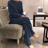 Vvsha Christmas Gift Outfit 2024 Women Elegant Sweater Suit Elegant Knitted Two Pieces Set Autumn Winter Oversized Pullover And Trousers Suit Female Outfits