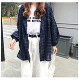 Vvsha Christmas Gift Outfit 2022 New Woman Vent Vintage Plaid Shirt Single Breasted Turn down Collar Cotton Long Sleeve Button Feminina Sales