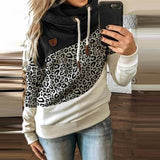 Vvsha Christmas Gift Outfit Graduation Gifts  Women Patchwork Hooded Sweatshirt Autumn Winter Leopard Print Harajuku Drawstring Hoodie Casual Long Sleeve Pullover Tops Female