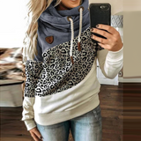 Vvsha Christmas Gift Outfit Graduation Gifts  Women Patchwork Hooded Sweatshirt Autumn Winter Leopard Print Harajuku Drawstring Hoodie Casual Long Sleeve Pullover Tops Female