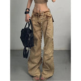 Vvsha Christmas Gift Outfit Women's Jeans High Waist Hip Hop Straight Fashion Pants Streetwear Harajuku Y2K Star 2024 Female Wide Leg Denim Trouser