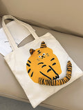 Vvsha- Cartoon Tiger Graphic Shopper Bag  - Women Tote Bags