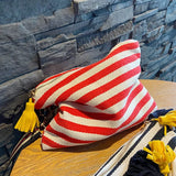 Vvsha Cosmetic Bag Women Striped Makeup Case Organizer Korean Tassel Cosmetic Pouch Necesserie Travel Toiletry Bag Canvas Beauty Case