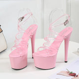 Vvsha Christmas Gift outfit  Walking Show Stripper Heels Clear Shoes Woman Platforms High Heels Sandals Women  Big Yard Fish Mouth Shoes 2023 New Crystal