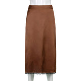 Vvsha Christmas Gift Outfit Vintage 90s Plaid High Waist Brown Midi Skirts Indie Aesthetics Printing ALine Long Skirt Y2K EGirls Streetwear Summer