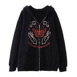 Vvsha Christmas Gift outfit  Oversized Hoodie Women Streetwear Gothic Style Zipper Cardigan Long Sleeve Winter Hoodie Fashion Harajuku Tops Women Sweatshirt