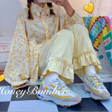 Vvsha Christmas Gift Outfit Japanese Kawaii 2000s Y2k Corduroy Pants Youthful Woman Streetwear Spring Wide Sweatpants Gyaru Vintage Acubi Trousers