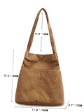 Vvsha- Side Pocket Corduroy Tote Bag  - Women Tote Bags