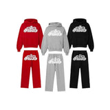 Vvsha  American retro hoodie, sweatshirt, trousers suit, personalized trendy men's and women's letter printed high street two-piece set