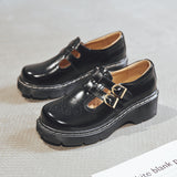 Vvsha Christmas Gift Outfit 90s fashion men Beautiful Foot Power Retro Brogue Women's Shoes ThickSoled Mori Women's Japanese Mary Jane SingleLayer Shoes Cute Big Toe JK Small Leather Shoes