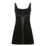 Vvsha Christmas Gift outfit -Solid Color Vest Strap Slimming Chest Strap Dress