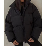 Vvsha Christmas Gift Outfit Women's Lightweight WaterResistant Loose Puffer Coat Cotton Padded AllMatch Solid Snow Parka Winter Down CottonPadded Jacket