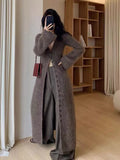 Vvsha Christmas Gift Outfit datenight fall outfits Fall/Winter 2024 French Style Long Waist Slimming Knitted Cardigan HighGrade Temperament Sweater Coat for Women