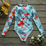 Vvsha Christmas Gift outfit  Long Sleeve Print Floral 2024 New One Piece Swimsuit Swimwear Women Bathing Suit Backless Swimsuit Vintage Surfing Swim Suit