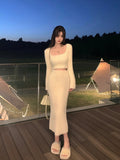 Vvsha  party look inspos Autumn Sweater Knitted Suits Female Elegant 2 Piece Skirt Sets Korean Fashion Even Party Y2k Mini Dress Office Lady Short Skirts