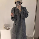 Vvsha Christmas Gift outfit  birkenstock clogs outfit fall 2024 New Korean Style Stand Collar Single-Breasted Double-Sided Cashmere Coat Mid-Length Autumn and Winter Thickened Wool Coat for Women